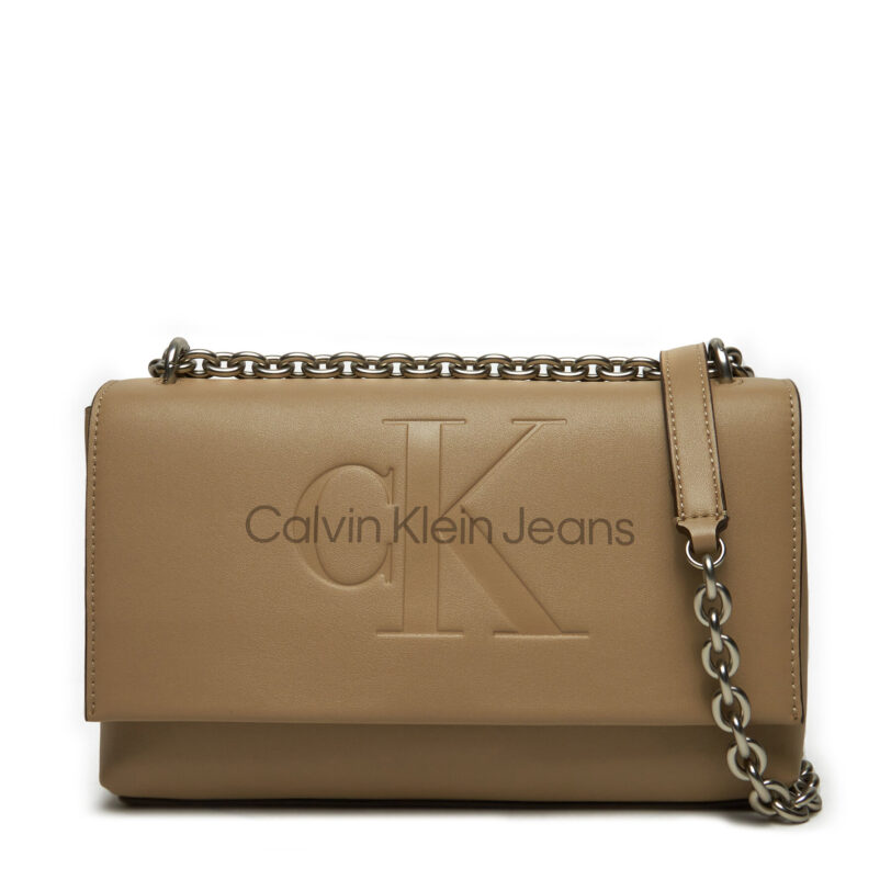 Дамска чанта Calvin Klein Jeans K60K612221 Кафяв цвят на ниска цена
