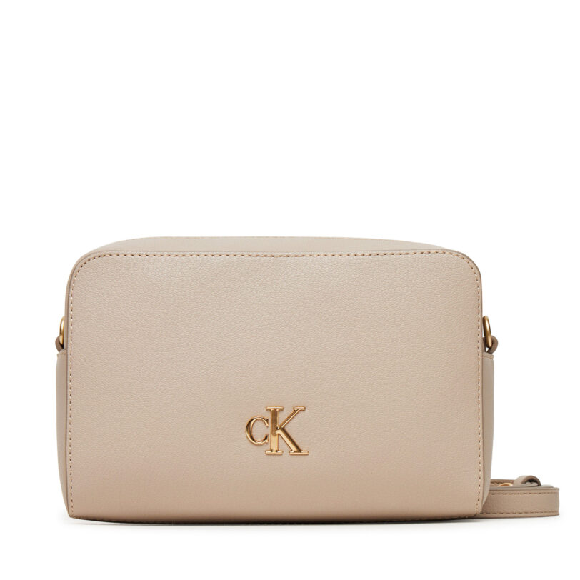 Дамска чанта Calvin Klein Jeans Minimal Monogram Ew Camera Bag LV04K3162G Екрю цвят на ниска цена
