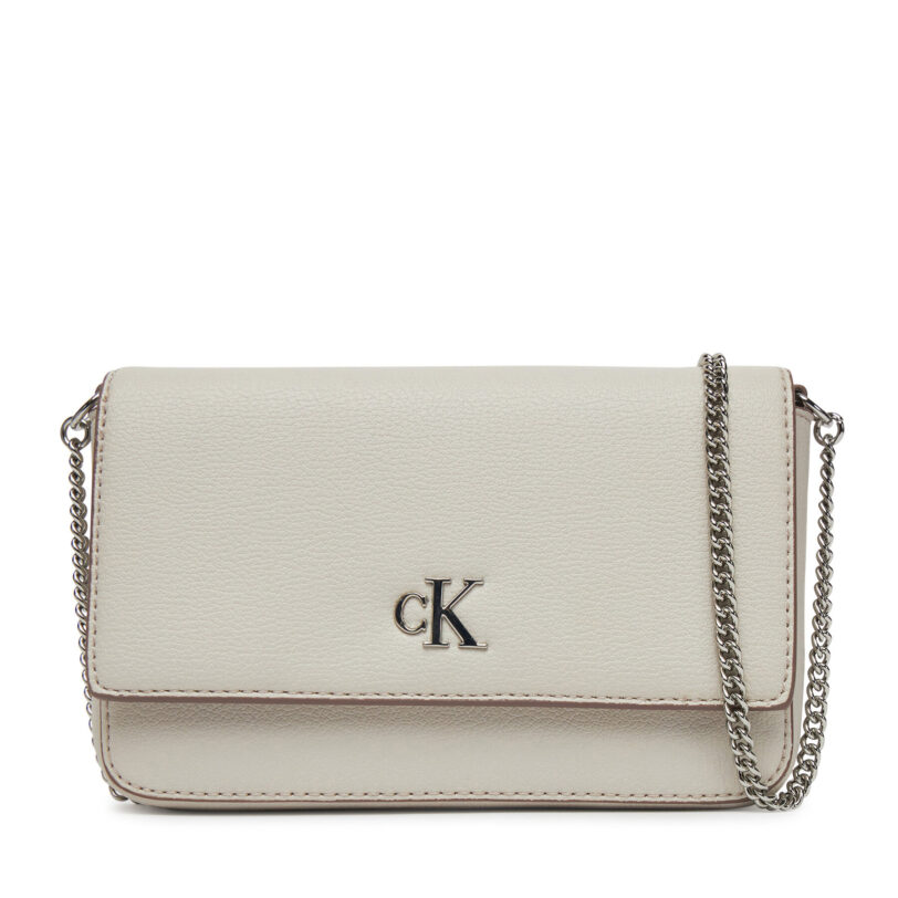 Дамска чанта Calvin Klein Jeans Minimal Monogram Ew Flap Ph/Cb19 LV04K1027G Бежов цвят на ниска цена