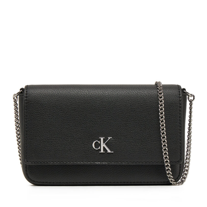 Дамска чанта Calvin Klein Jeans Minimal Monogram Ew Flap Ph/Cb19 LV04K1027G Черен цвят на ниска цена