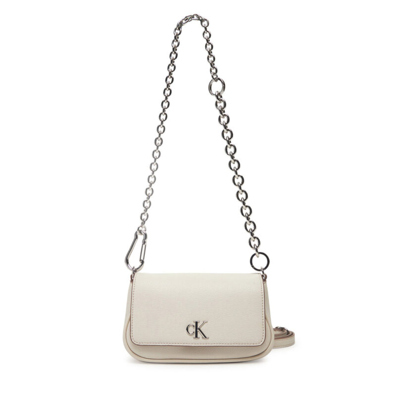 Дамска чанта Calvin Klein Jeans Minimal Monogram Shoulder Bag20 LV04K3134G Екрю цвят на ниска цена