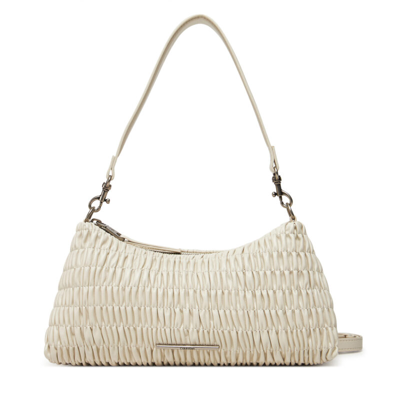 Дамска чанта Calvin Klein Jeans Rouched Shoulder Bag LV04K3088G Екрю цвят на ниска цена