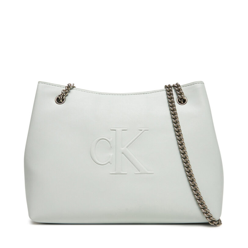 Дамска чанта Calvin Klein Jeans Sculpted Chain Shoulder Bag LV04K3163G Сив цвят на ниска цена