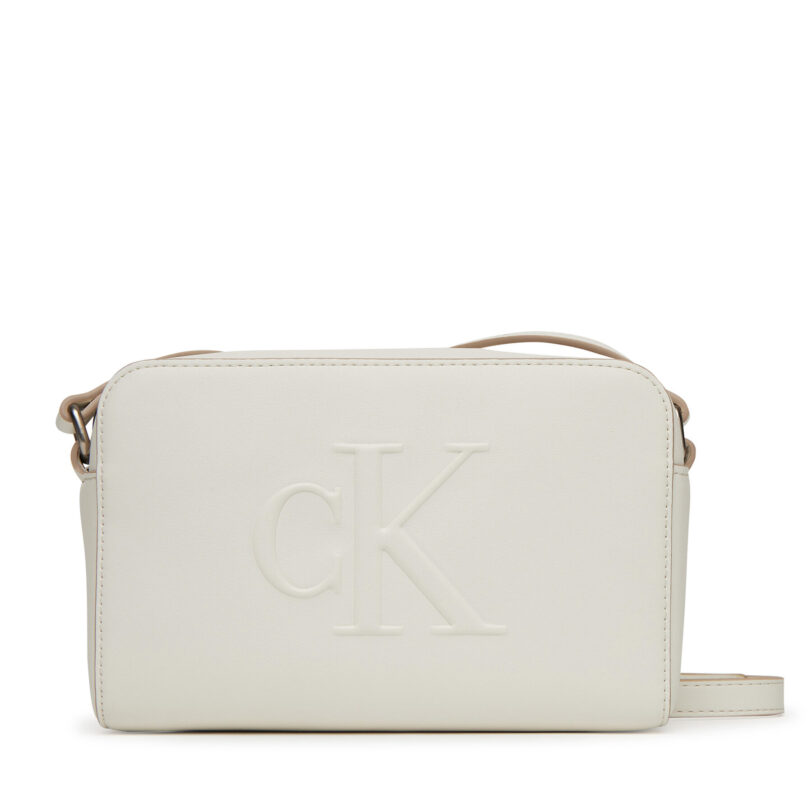 Дамска чанта Calvin Klein Jeans Sculpted Ew Camera Bag LV04K3036G Бял цвят на ниска цена