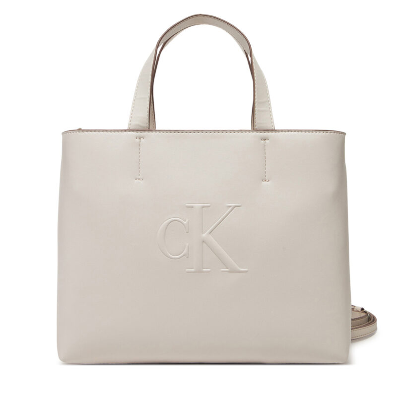 Дамска чанта Calvin Klein Jeans Sculpted Mini Ew Tote LV04K3111G Екрю цвят на ниска цена