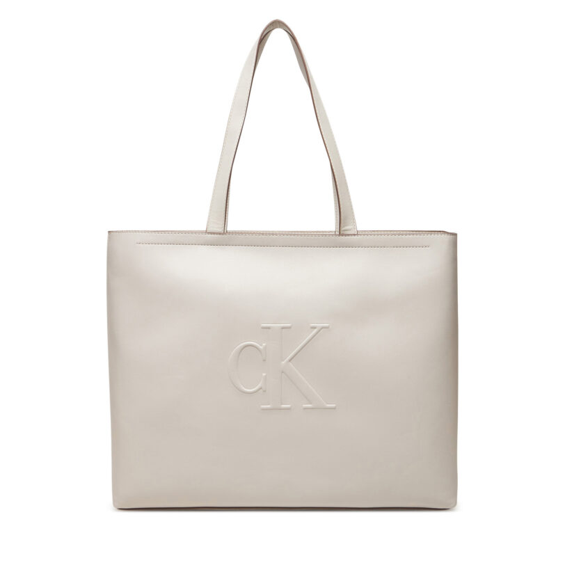 Дамска чанта Calvin Klein Jeans Sculpted Slim Tote34 LV04K3070G Екрю цвят на ниска цена