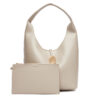 Дамска чанта Calvin Klein Jeans Stone Lock Slouchy Small Shoulde LV04K3176G Екрю цвят на ниска цена