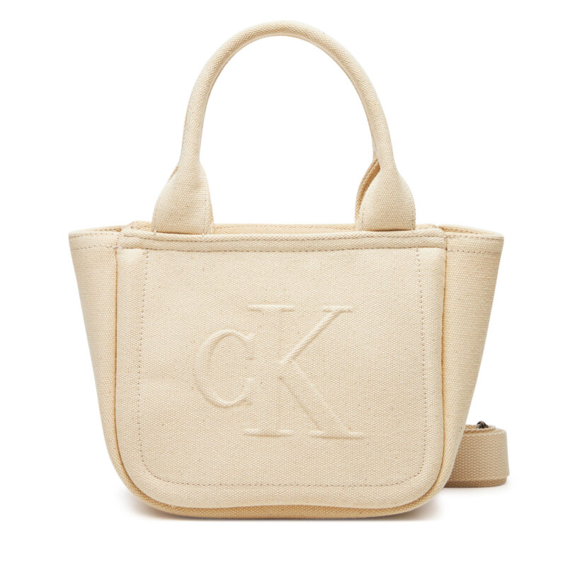 Дамска чанта Calvin Klein Jeans Summer Canvas Mini Tote LV04K3160G Бежов цвят на ниска цена