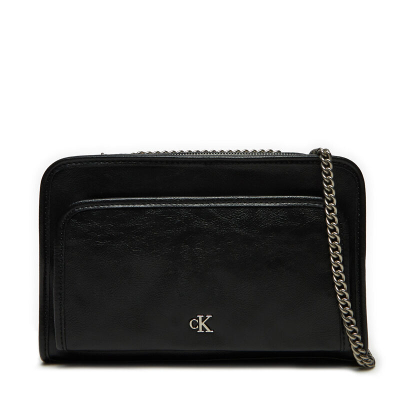 Дамска чанта Calvin Klein Jeans Utility Dbl Zip Camera Bag25 K60K613046 Черен цвят на ниска цена