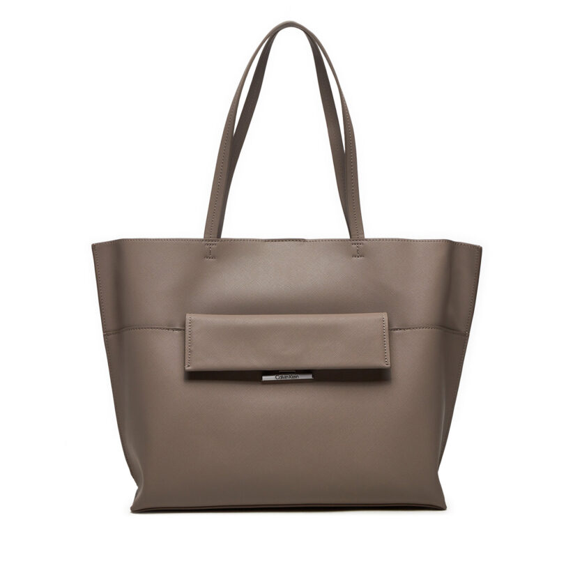 Дамска чанта Calvin Klein Linear K60K612556 Бежов цвят на ниска цена