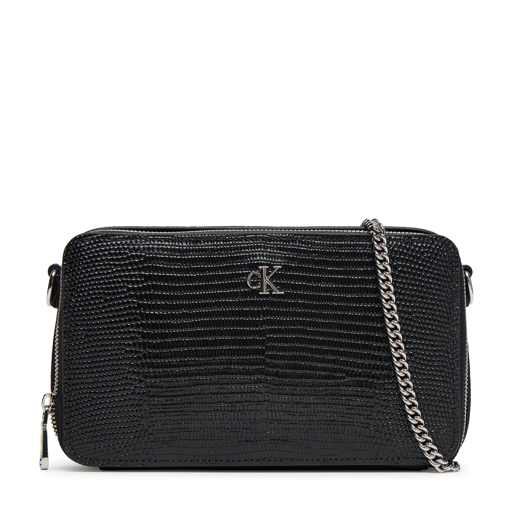 Дамска чанта Calvin Klein Lizard Embossed Lthr Mini Wallet LV04F1071G Черен цвят на ниска цена