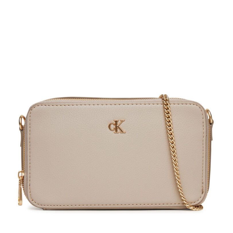Дамска чанта Calvin Klein Minimal Mono Camera Bag LV04K1086G Бежов цвят на ниска цена