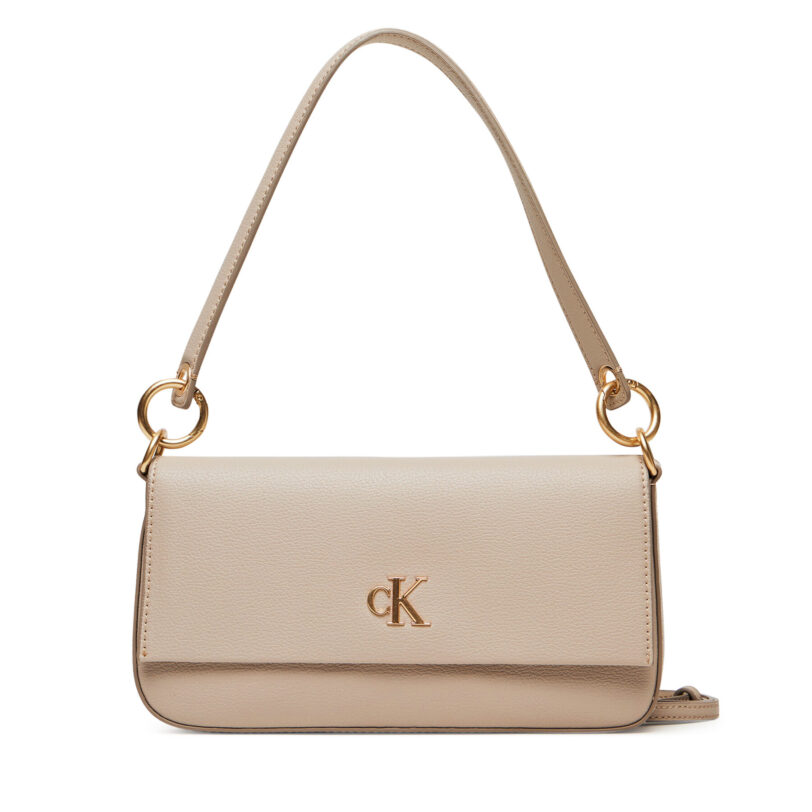 Дамска чанта Calvin Klein Minimal Monogram Shoulder Pouch LV04K3161G Екрю цвят на ниска цена