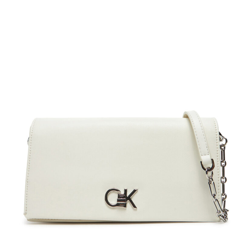 Дамска чанта Calvin Klein Re-Lock Mini Conv LV04F3103G Бял цвят на ниска цена