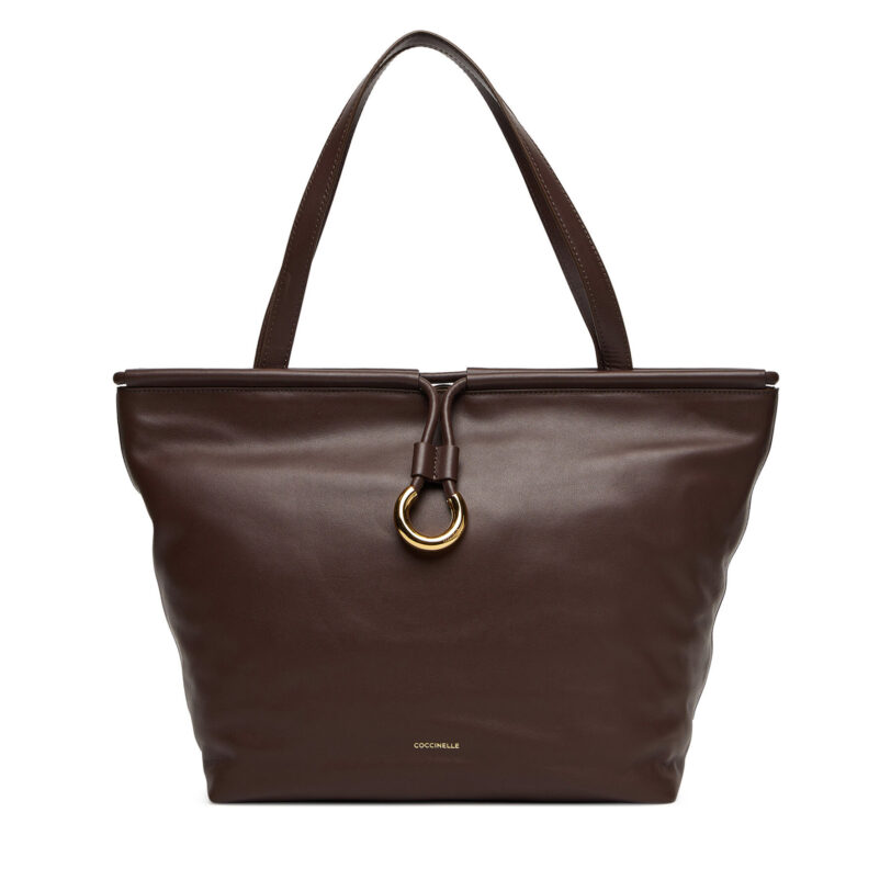 Дамска чанта Coccinelle Bag Smoth L E1 T1F 11 01 01 Кафяв цвят на ниска цена