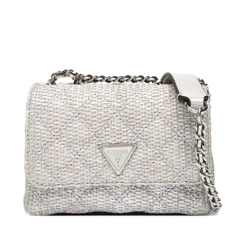 Дамска чанта Guess Giully II Mini HWQM96 73740 Сребрист цвят на ниска цена