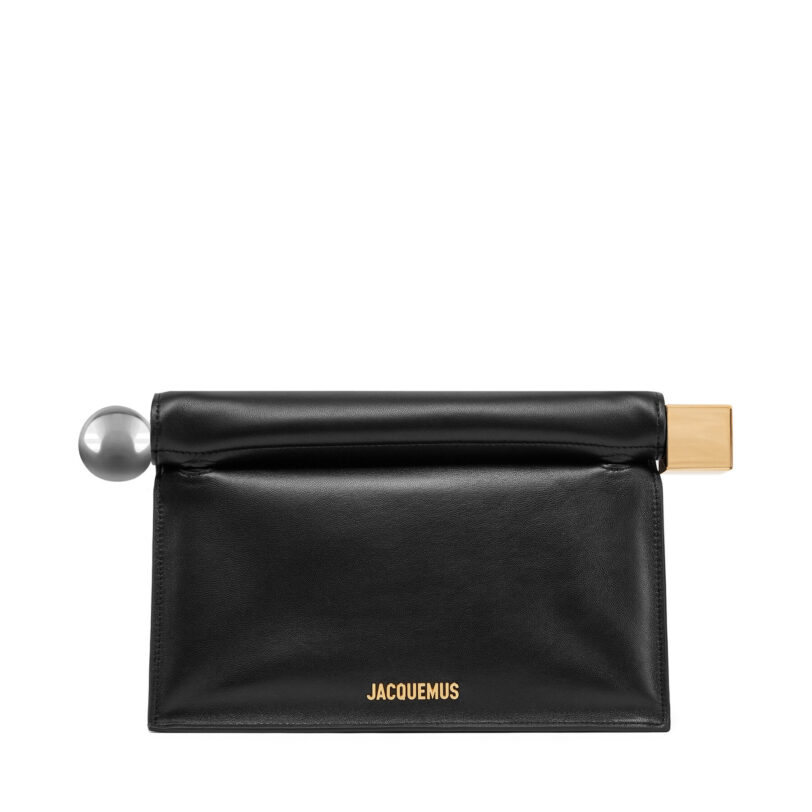Дамска чанта JACQUEMUS La Pochette Rond Carre 24E233BA356-3171 Черен цвят на ниска цена