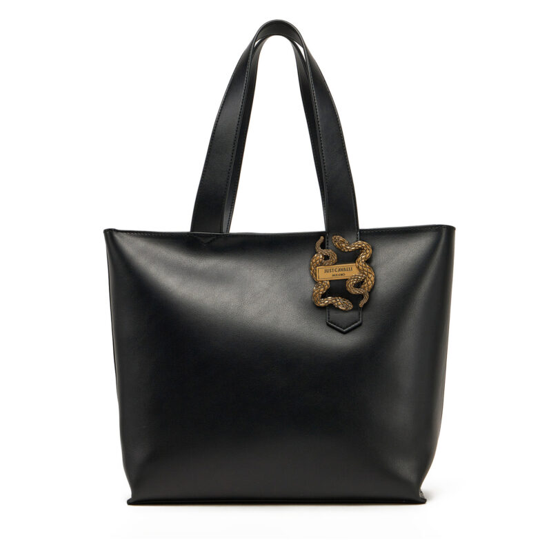 Дамска чанта Just Cavalli Iconic Snakes 78RA4BA5 ZSA89 Черен цвят на ниска цена