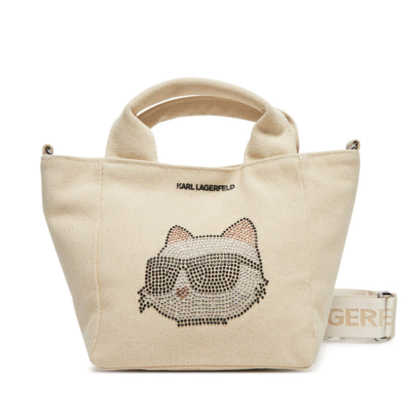 Дамска чанта KARL LAGERFELD A2W50044 Екрю цвят на ниска цена