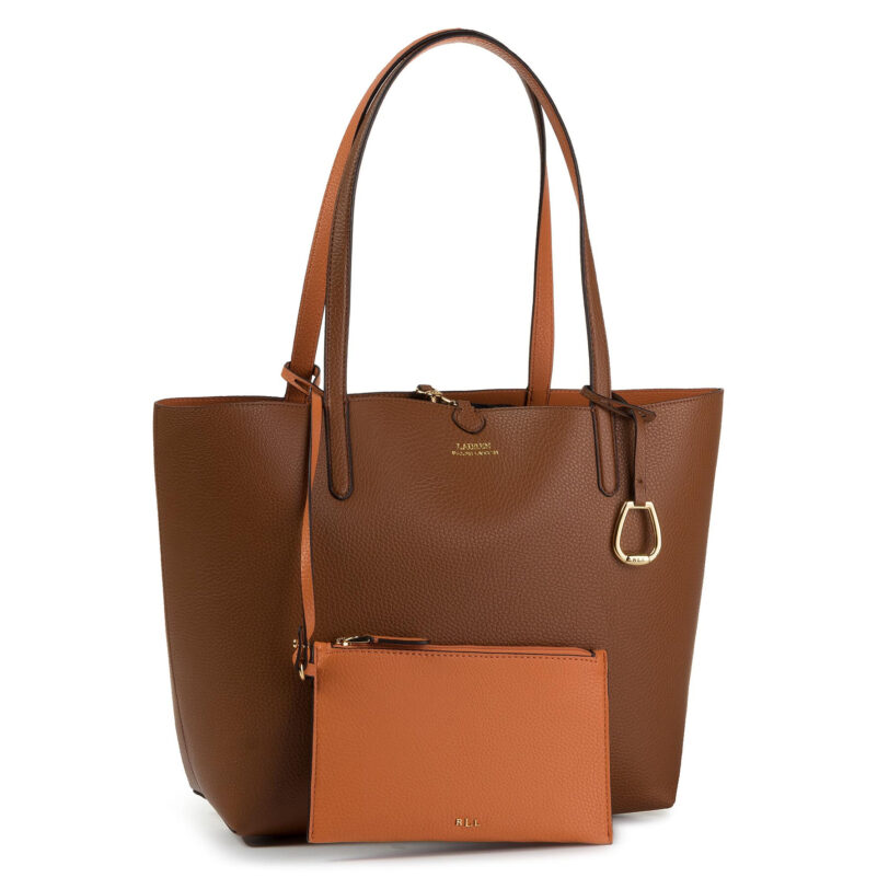 Дамска чанта LAUREN RALPH LAUREN Rvrsble Tote 431795329002 Кафяв цвят на ниска цена