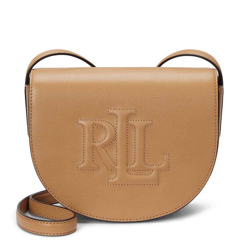 Дамска чанта LAUREN RALPH LAUREN Witley Leather Medium Embossed Logo Crossbody Bag 431950130008 Кафяв цвят на ниска цена