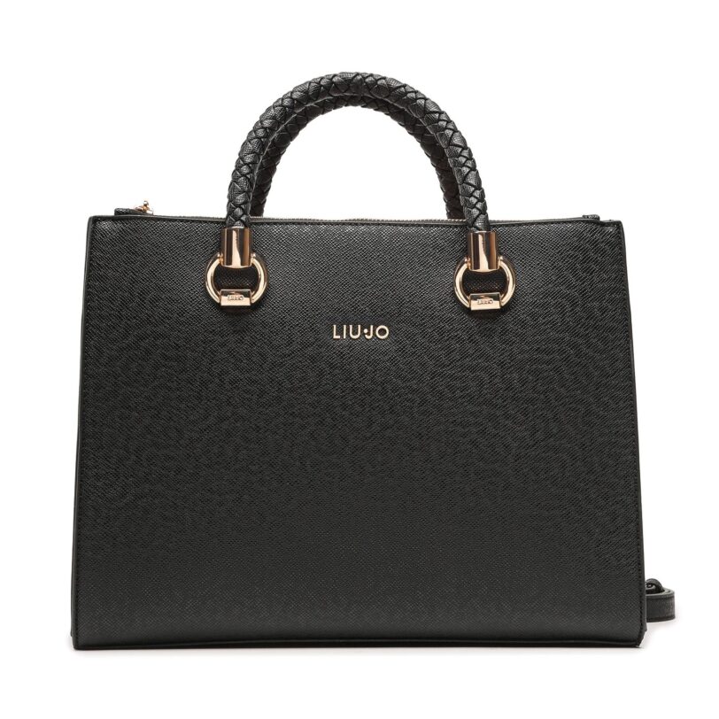 Дамска чанта Liu Jo M Satchel Double AXX010 E0087 Черен цвят на ниска цена