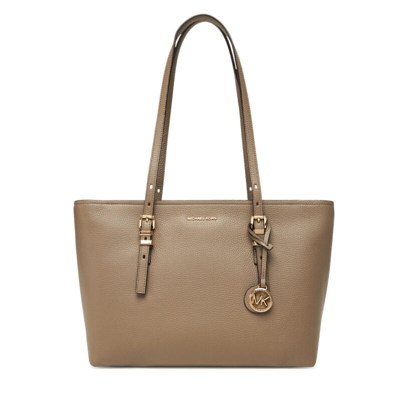 Дамска чанта MICHAEL Michael Kors Quinn 30T5GQNT2L Бежов цвят на ниска цена