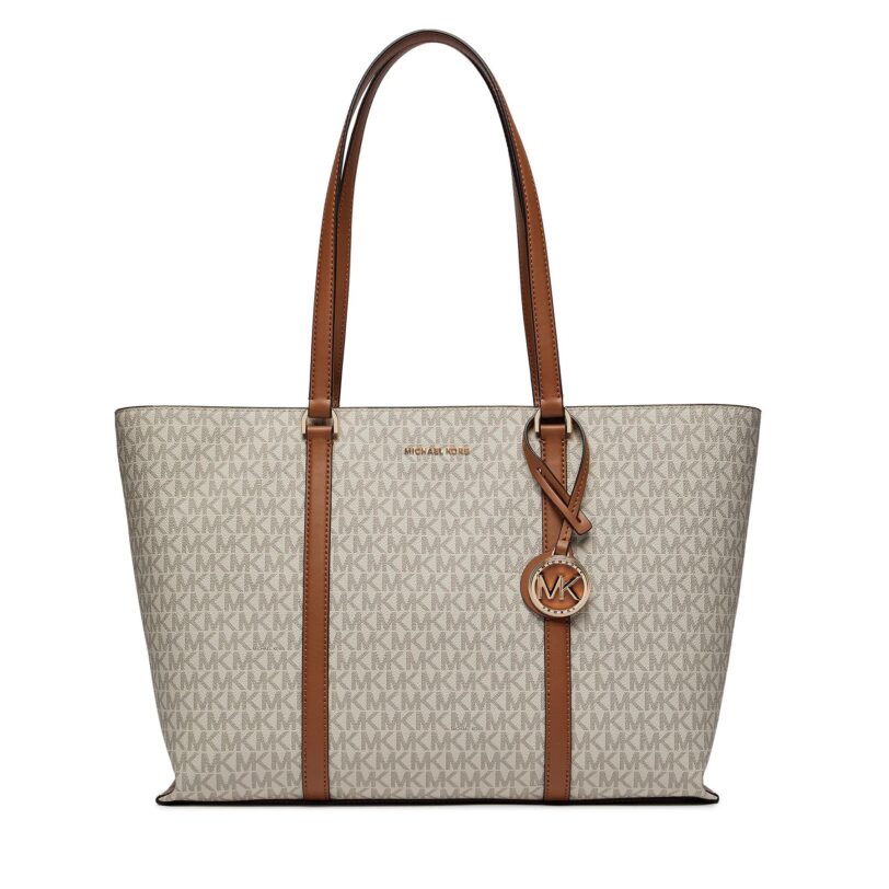 Дамска чанта MICHAEL Michael Kors Temple Tote 30R4G1LT3B Бежов цвят на ниска цена