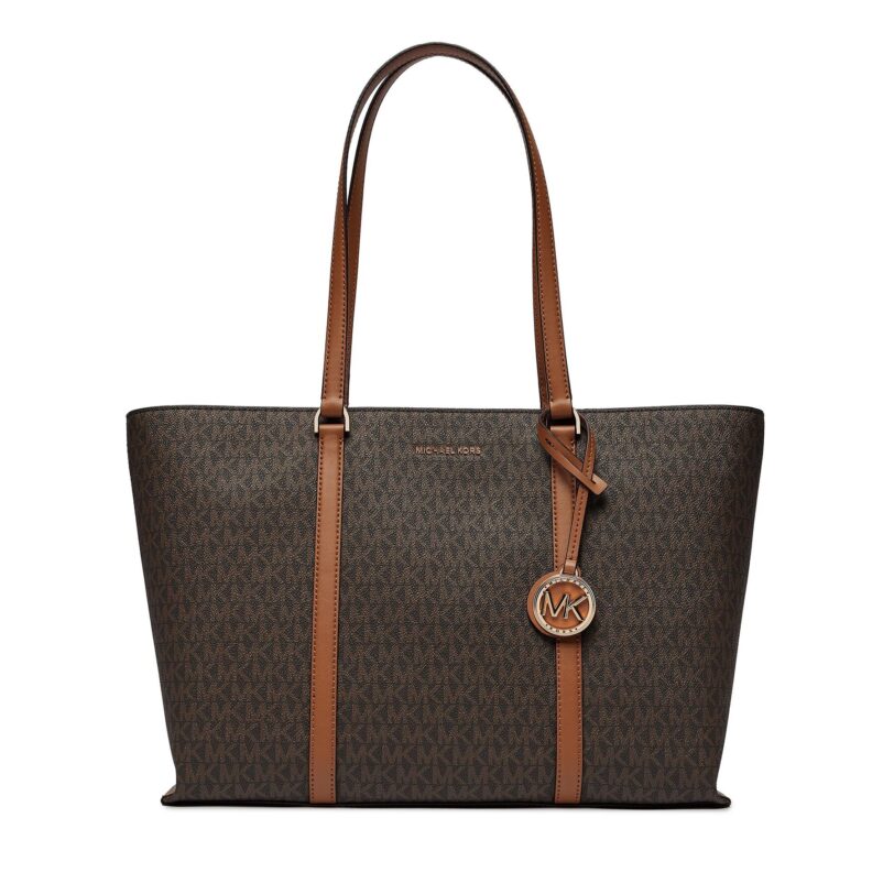 Дамска чанта MICHAEL Michael Kors Temple Tote 30R4G1LT3B Кафяв цвят на ниска цена