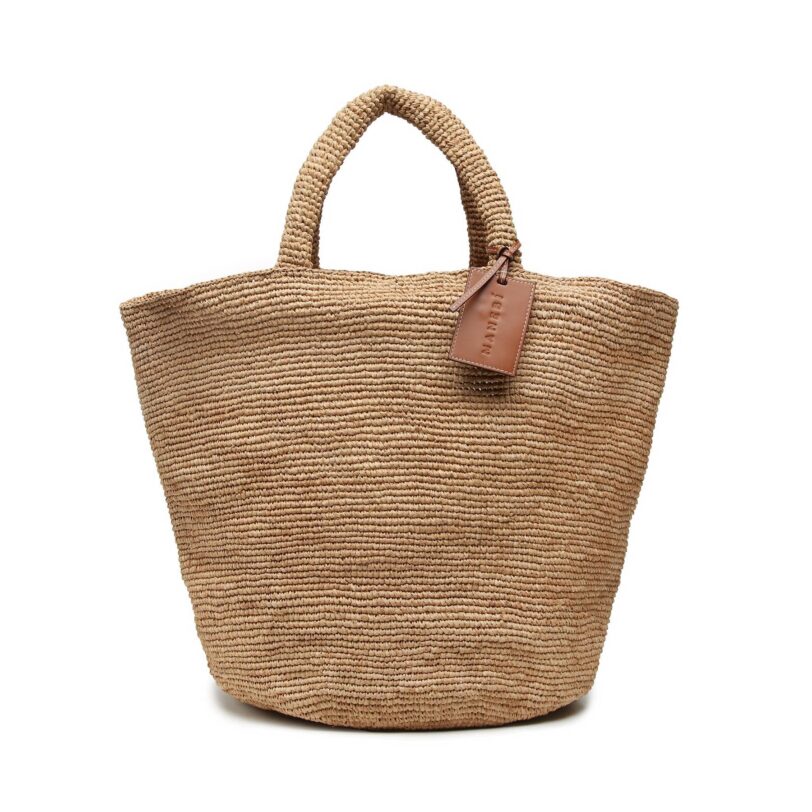Дамска чанта Manebi Natural Raffia Summer Bag V 2.2 AD Кафяв цвят на ниска цена