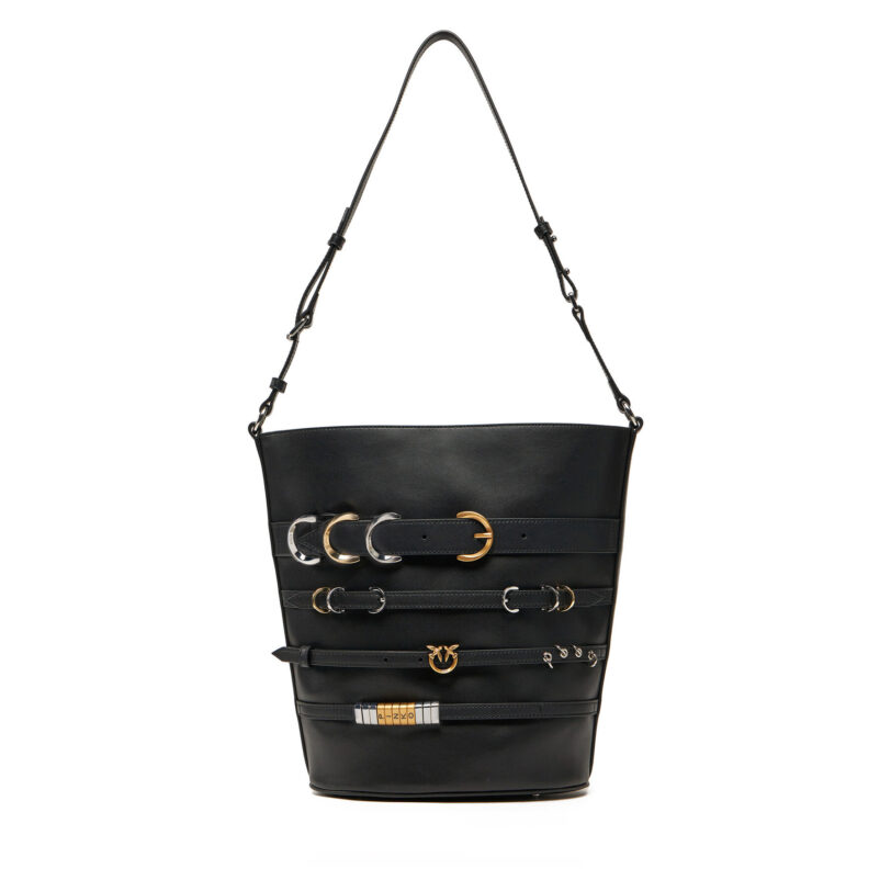 Дамска чанта PINKO Belts Bucket PE 25 PLTT 104366 A26K Черен цвят на ниска цена