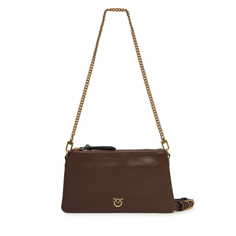 Дамска чанта PINKO Double Mini Al 25-26 PLTT 105359 A0QO Кафяв цвят на ниска цена