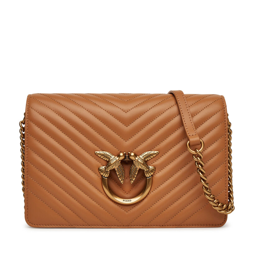 Дамска чанта PINKO Love Click Classic PE 25 PLTT 100063 A0GK Кафяв цвят на ниска цена