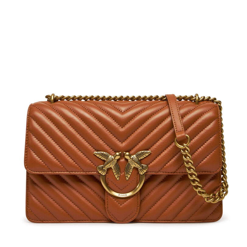Дамска чанта PINKO Love One Classic Dc PE 24 PLTT 100941 A0GK Кафяв цвят на ниска цена