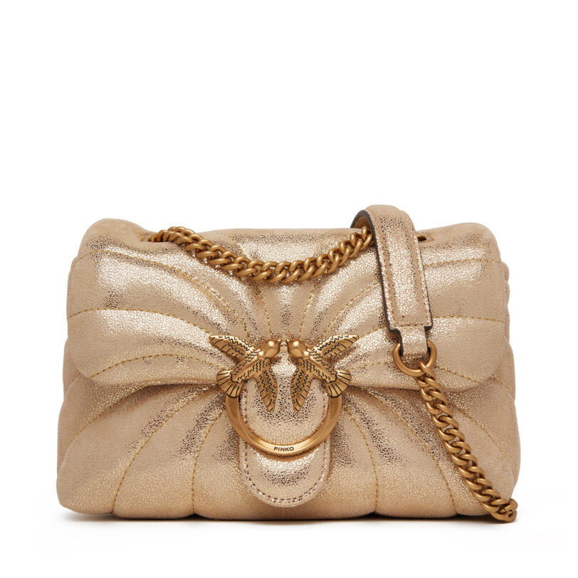 Дамска чанта PINKO Love Puff Mini Cl PE 25 PLTT 100039 A27F Златист цвят на ниска цена