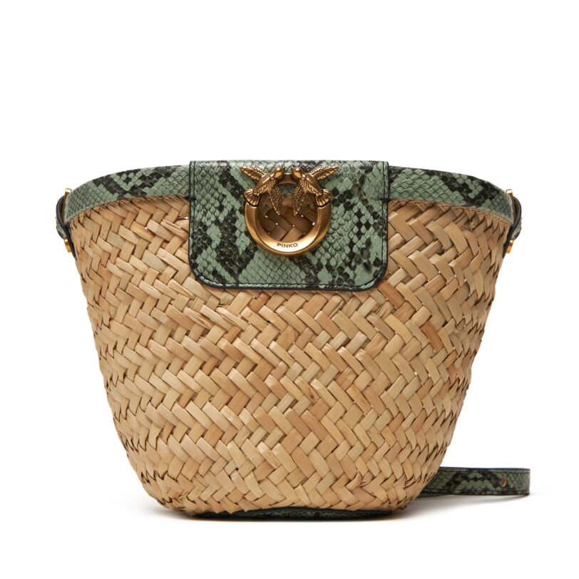 Дамска чанта PINKO Love Summer Bucket PE 25 PLTT 103325 A2GO Бежов цвят на ниска цена