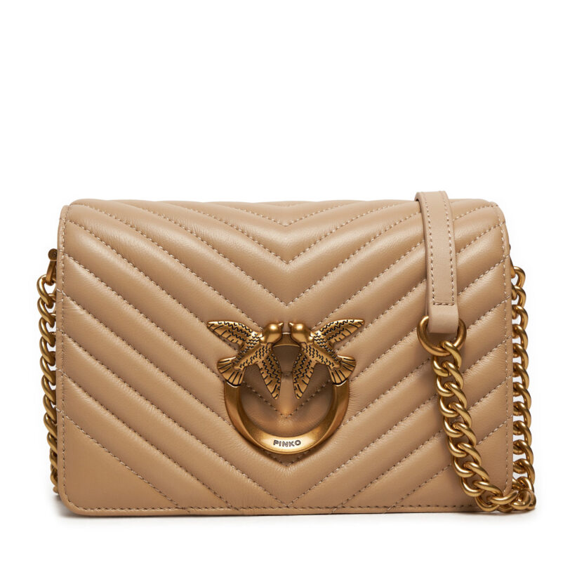 Дамска чанта Pinko Love Click Mini AI 24-25 PLTT 100067 A0GK Бежов цвят на ниска цена