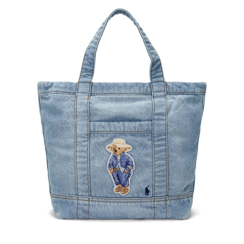 Дамска чанта Polo Ralph Lauren Bear-patch 428960636001 Син цвят на ниска цена