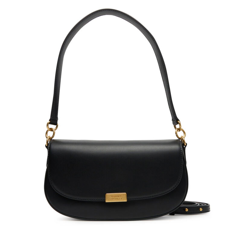 Дамска чанта Tommy Hilfiger Iconic Leather Crossover AW0AW18204 Черен цвят на ниска цена