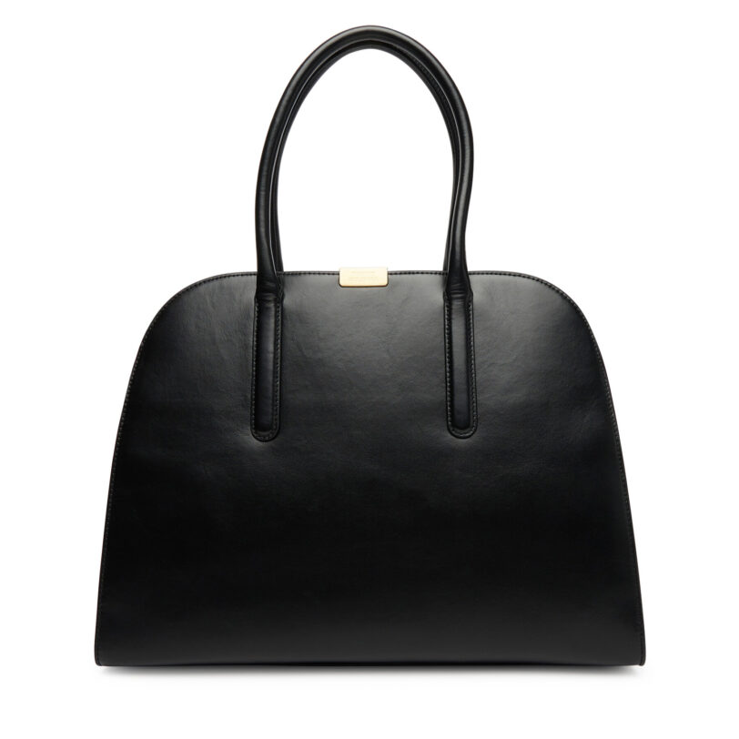 Дамска чанта Tommy Hilfiger Iconic Leather Tote AW0AW18206 Черен цвят на ниска цена