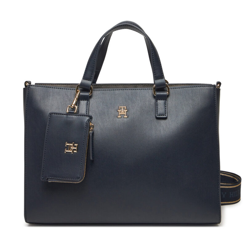 Дамска чанта Tommy Hilfiger Joy Satchel AW0AW16814 Тъмносин цвят на ниска цена