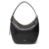 Дамска чанта Tommy Hilfiger Moon Leather Hobo AW0AW17468 Черен цвят на ниска цена