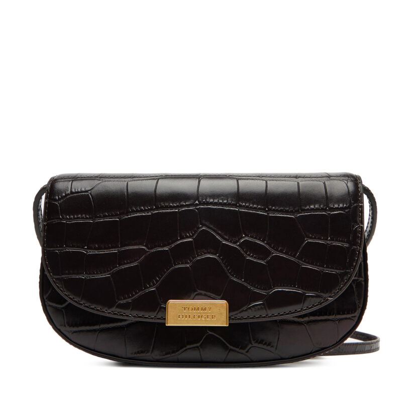 Дамска чанта Tommy Hilfiger Party Le Mini Crossover Croc AW0AW18203 Кафяв цвят на ниска цена