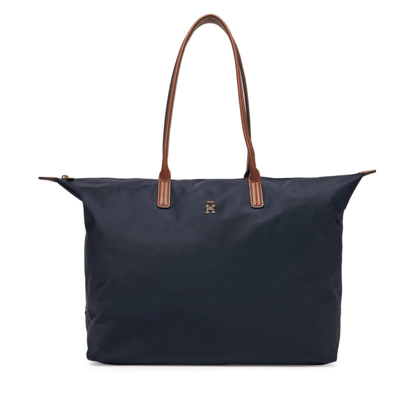 Дамска чанта Tommy Hilfiger Popette Maxi Tote AW0AW17996 Тъмносин цвят на ниска цена