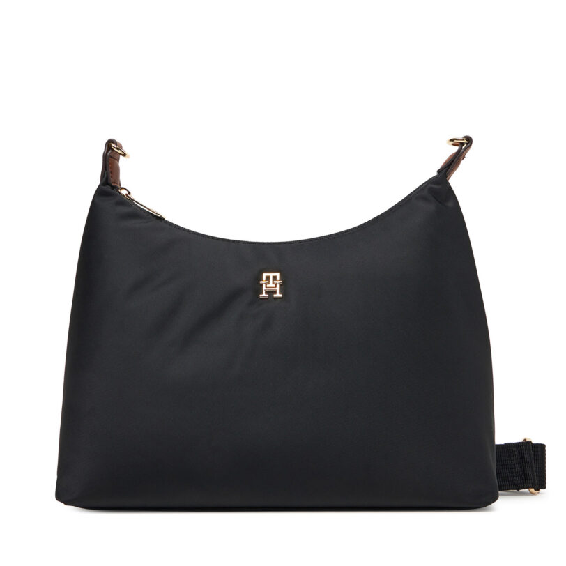 Дамска чанта Tommy Hilfiger Popette Shoulder Bag AW0AW17937 Черен цвят на ниска цена