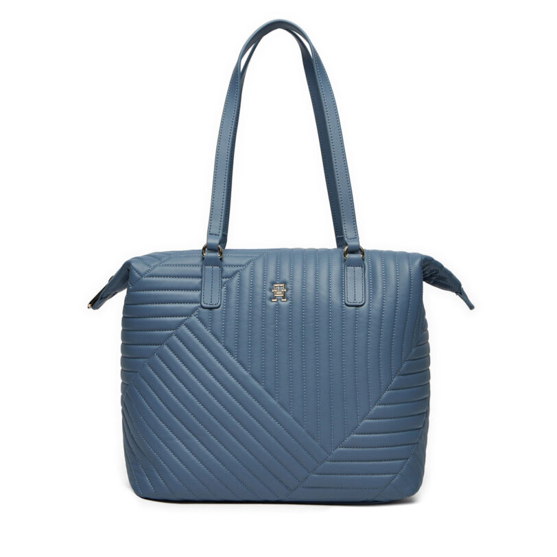 Дамска чанта Tommy Hilfiger Poppy Reform Tote Qu AW0AW17013 Син цвят на ниска цена