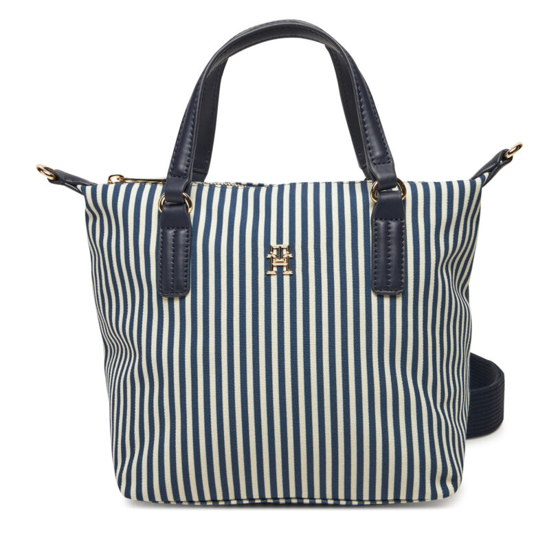 Дамска чанта Tommy Hilfiger Poppy Summer Small Tote AW0AW17202 Тъмносин цвят на ниска цена
