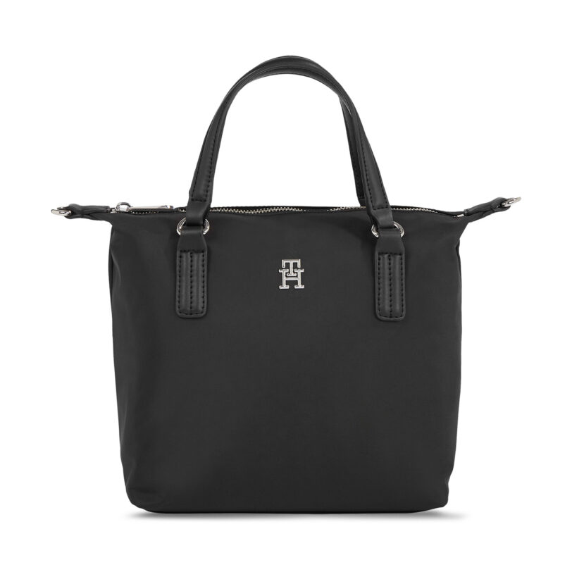 Дамска чанта Tommy Hilfiger Poppy Th Small Tote AW0AW15640 Черен цвят на ниска цена