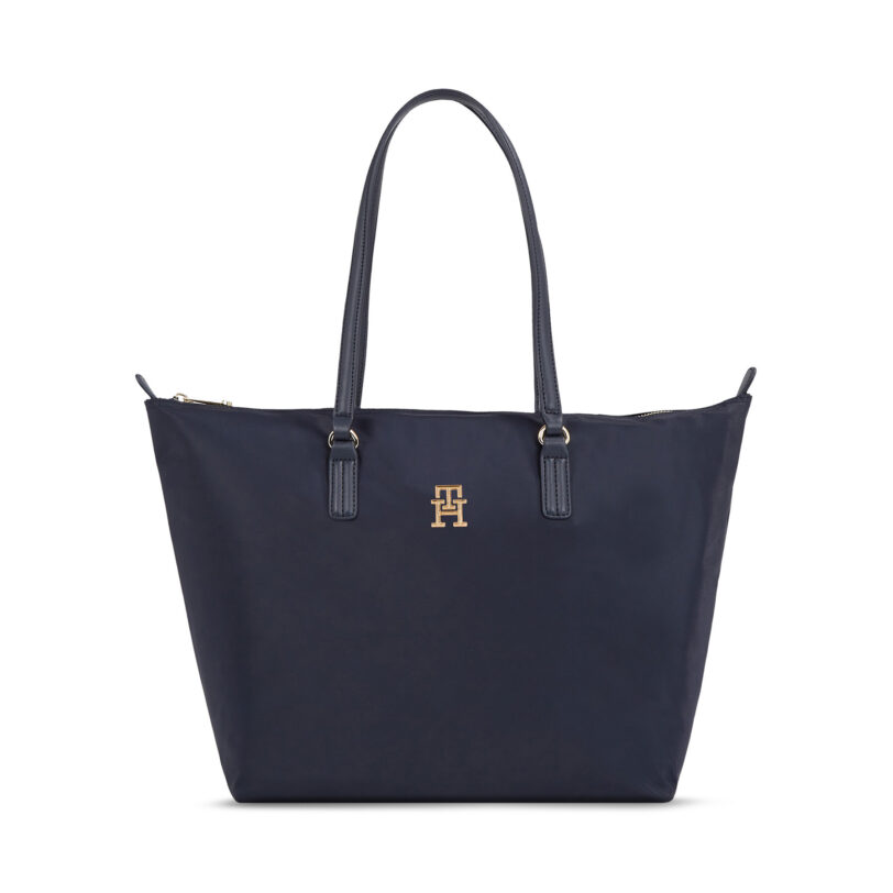 Дамска чанта Tommy Hilfiger Poppy Th Tote AW0AW15639 Тъмносин цвят на ниска цена