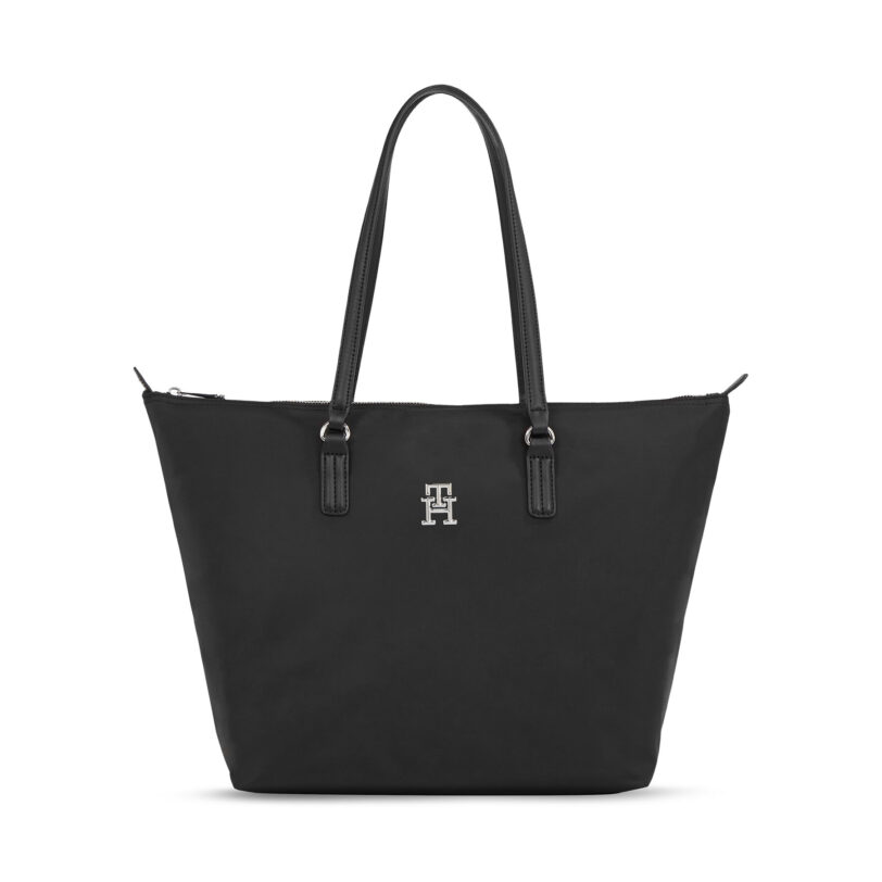 Дамска чанта Tommy Hilfiger Poppy Th Tote AW0AW15639 Черен цвят на ниска цена